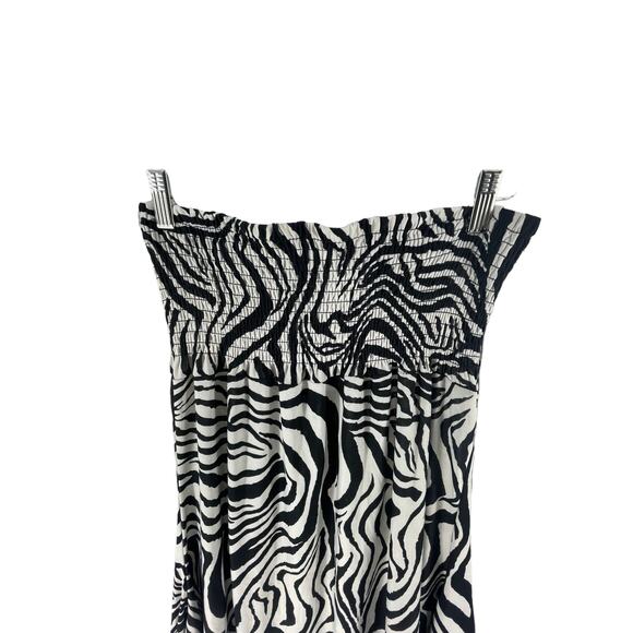 Aviva Black White Zebra Print Strapless Mini Dress Women's Size Small - Picture 2 of 5